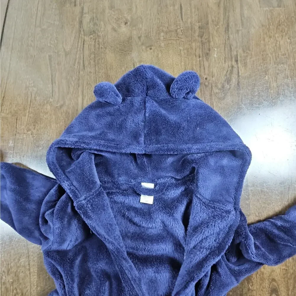 Toddler Hooded Bathrobe Plush Robe Navy Blue Size 4T by Baby Gap